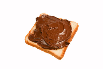 Сhocolate paste sandwich isolated on white background.