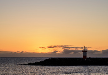 Punta Carola at sunset, San Cristobal or Chatham Island, Galapagos, Ecuador