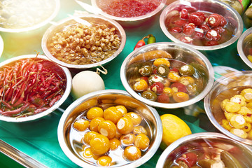 Stuffed vegetables on market