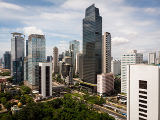 Obraz premium Aerial view of Jakarta business and financial district in Indonesia