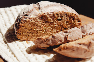 Traditional fresh bread on table