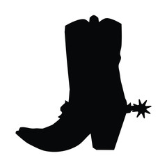 A black and white vector silhouette of a cowboy boot