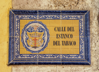 Ceramic Street Sign, Old Town, Cartagena, Bolivar Department, Colombia