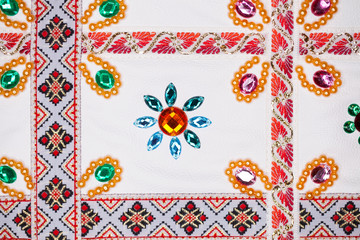 Embroidery on white fabric