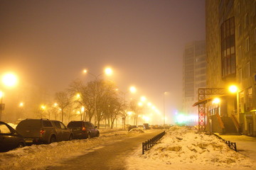 Obraz premium blurry street night lights