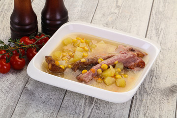 Peas soup with ribs