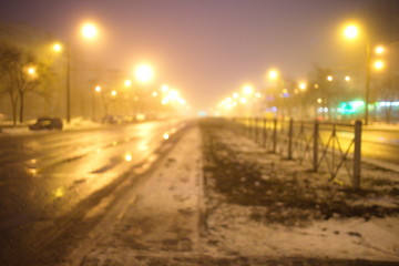 blurry street night lights