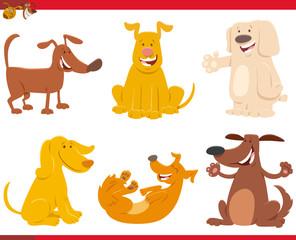 funny dogs or puppies cartoon characters set