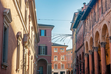 Close-up on the detail of architecture in Bologna, Italy