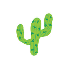 Cartoon hand-drawn green cactus doodle with thorns