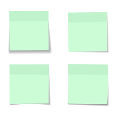 vector collection of realistic paper green memo sheets