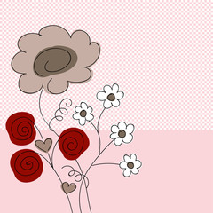 Seamless card with roses and flowers