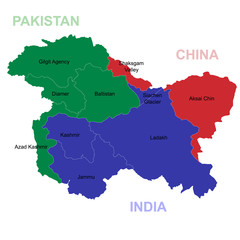 Map of Kashmir is a geographical region