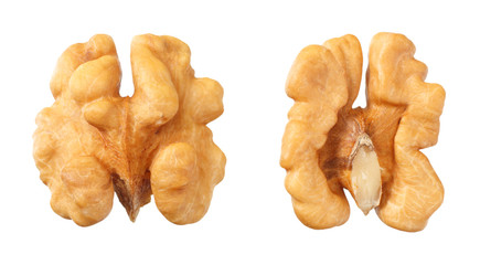 Walnuts isolated on white background top view