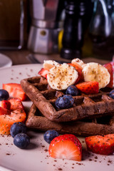 Wafles Gofres con Fruta y Miel