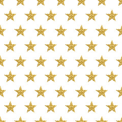 Seamless pattern with golden glittering stars. Gold Seamless pattern. Repeatable design. Can be used for fabric, scrap booking, wallpaper, web background, invitation, poster, vector