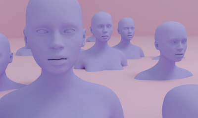 3D illustration of women mannequin in violet color
