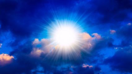 Beautiful sky . Abstract big explosion . Light from sky . Religion background . beautiful cloud . background sky at sunset and dawn .