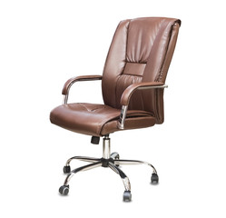 The office chair from brown leather. Isolated over white