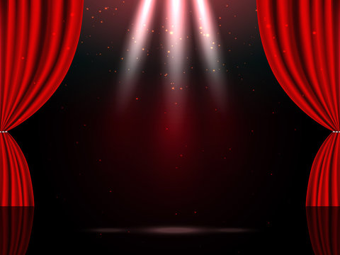 Stage with a red curtain