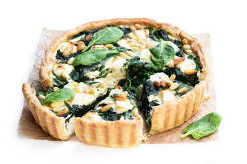 Vegetarian tart with spinach