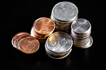 Coin background. Pennies/Quarters/ Cents. 