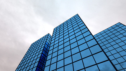 Fototapeta na wymiar skyscraper finance building blue glass windows 3D illustration