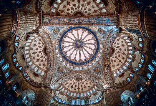 brown and blue ceiling