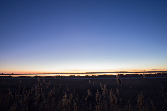 Sunset at Manjavacas lagoon in Mota del Cuervo Cuenca Spain