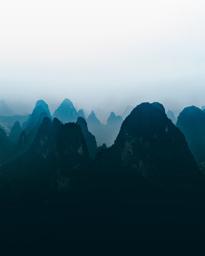 aerial view photography of mountain silhouette