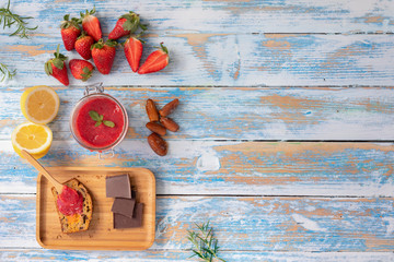 Strawberry jam with dates and banana carrot cake