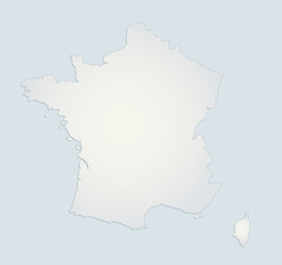 France map blue white paper 3D blank vector