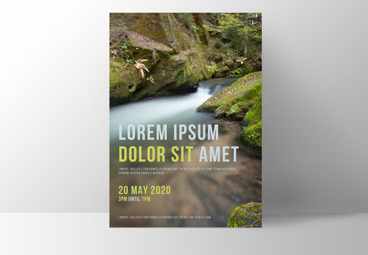 Event Poster Layout with Waterfall Photo Element