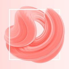 Creative abstract background with square frame and coral brush stroke design.