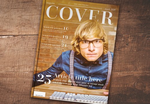 Magazine Cover Layout with Serif Font Elements