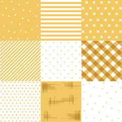 Vector set yellow, cute seamless patterns