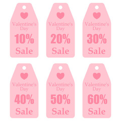 Sales tag Valentines day. Set of sales tags. Sale. Valentines day. Vector illustration. EPS 10.