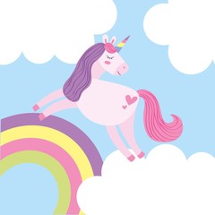 Naklejka premium Bajki fantasy jednorożca