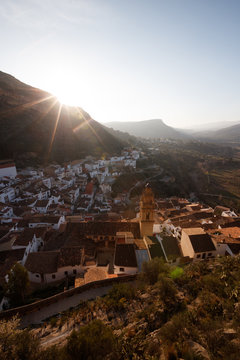 Sunrise over the medieval city of Chulilla, Spain.