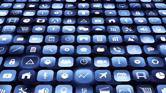 Animated Mobile Smart Phone Screen of Apps Icon Graphics