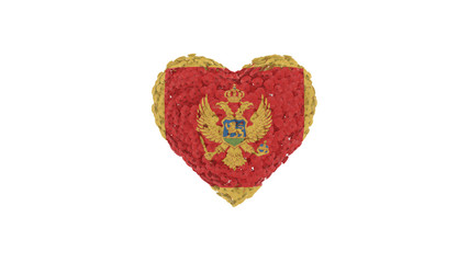 Montenegro National Day. July 13. Flowers forming heart shape. 3D rendering.