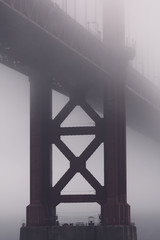 Heavy morning fog surrounds the Golden Gate Bridge