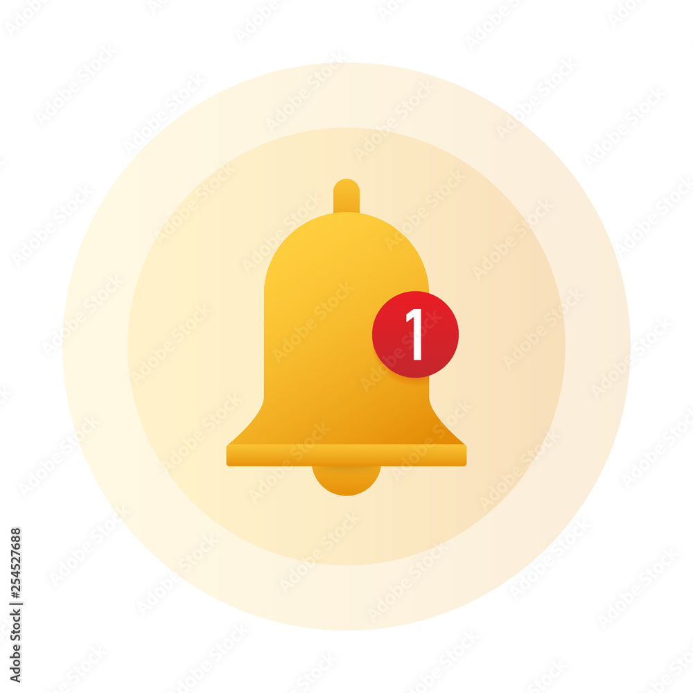 Poster notification bell icon for incoming inbox message. vector illustration.