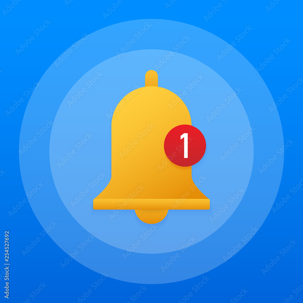 Poster notification bell icon for incoming inbox message. vector illustration.