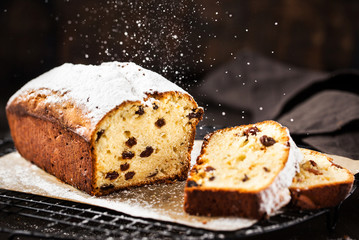 Delicious homemade cottage cheese and raisins loaf cake