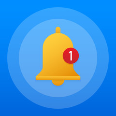 Notification bell icon for incoming inbox message. Vector illustration.