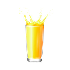 Glass with juice. Juice in a glass. Glass with juice on a white background