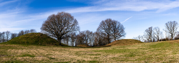 Burial mounds in Denmark on a sunny day