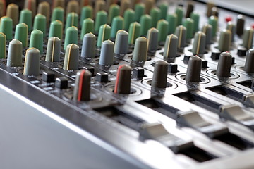 Music mixing desk in a recording studio