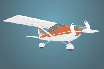 Small plane vector illustration. Single engine propelled aircraft. Air tours wehicle